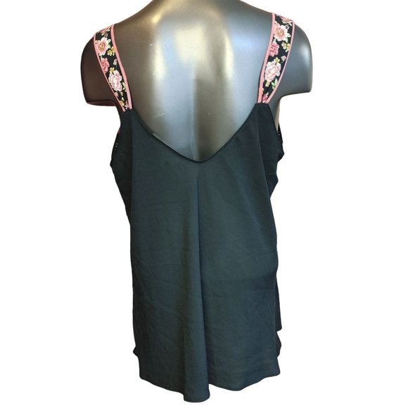 Oscar De Las Renta Pink Label Women's Black/Pink Floral Sleepwear Camisole XL - Picture 2 of 3